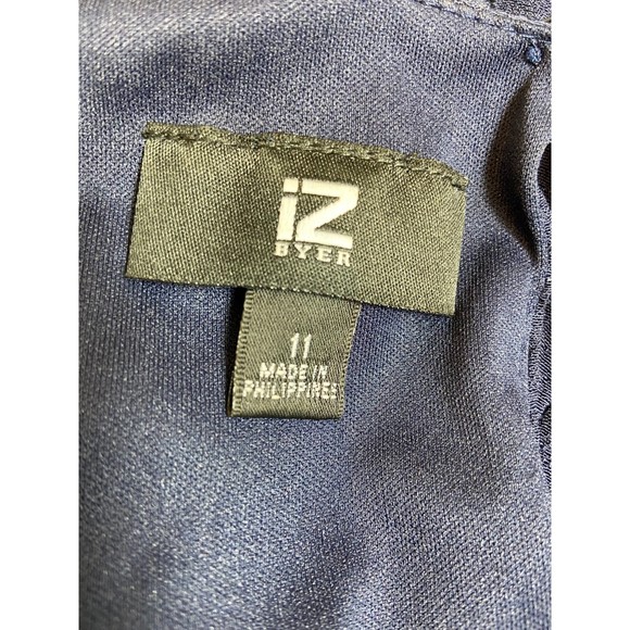 IZ Buyer Dress Size 11 Dark Blue Dress with Overlay Top Cover Trim Lined Dress - Picture 6 of 11